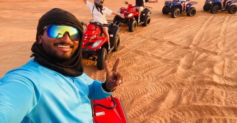 Quad Bike Safari, Camels & Al Khayma Camp BBQ Dinner — ATV tour in Dubai